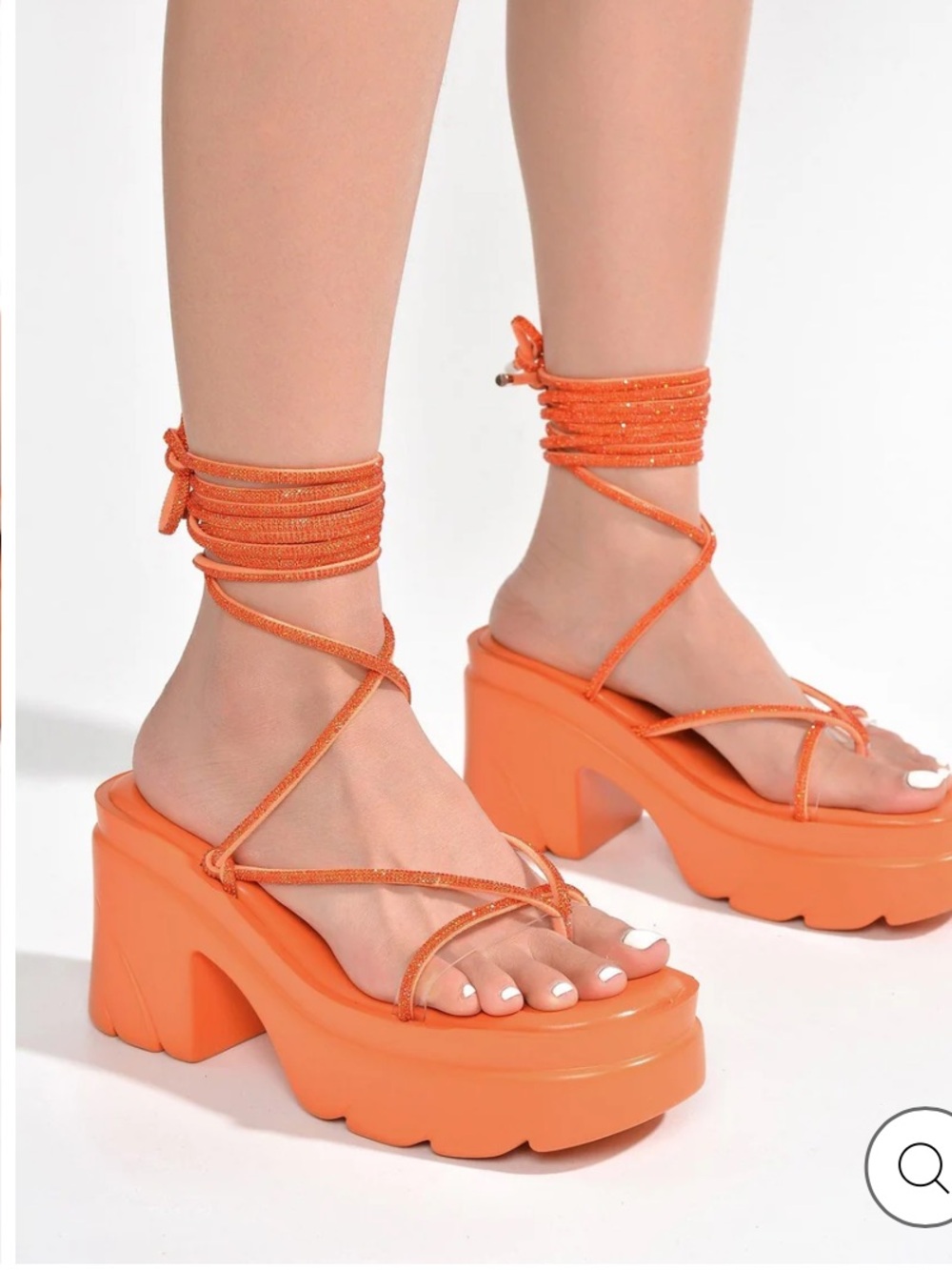 Cape Robbin Women’s Orange Lace-Up Platform Heels Size 11 NWB